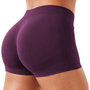imageYEOREO Women Workout Booty Shorts Low Rise 25quot Impact Scrunch Butt Lifting Biker Gym Hot Shorts Spandex for Yoga RunningBlack Cherry