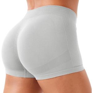 imageYEOREO Women Workout Booty Shorts Low Rise 25quot Impact Scrunch Butt Lifting Biker Gym Hot Shorts Spandex for Yoga RunningFeather Beige