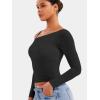imageYEOREO Women Sheer Long Sleeve Crop Top Workout See Through One Shoulder Yoga T Shirts Summer Party Club Going Out TopBlack
