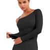 imageYEOREO Women Sheer Long Sleeve Crop Top Workout See Through One Shoulder Yoga T Shirts Summer Party Club Going Out TopBlack