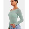 imageYEOREO Women Sheer Long Sleeve Crop Top Workout See Through One Shoulder Yoga T Shirts Summer Party Club Going Out TopCeladon Green
