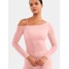 imageYEOREO Women Sheer Long Sleeve Crop Top Workout See Through One Shoulder Yoga T Shirts Summer Party Club Going Out TopCherry Blossom