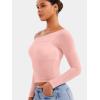 imageYEOREO Women Sheer Long Sleeve Crop Top Workout See Through One Shoulder Yoga T Shirts Summer Party Club Going Out TopCherry Blossom