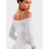 imageYEOREO Women Sheer Long Sleeve Crop Top Workout See Through One Shoulder Yoga T Shirts Summer Party Club Going Out TopWhite