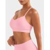 imageYEOREO Womens Workout Y Back Strappy Sports Bras Padded V Neck Medium Impact Racerback Spaghetti Straps Bra Gym Yoga TopBaby Pink
