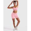 imageYEOREO Womens Workout Y Back Strappy Sports Bras Padded V Neck Medium Impact Racerback Spaghetti Straps Bra Gym Yoga TopBaby Pink