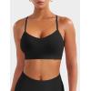 imageYEOREO Womens Workout Y Back Strappy Sports Bras Padded V Neck Medium Impact Racerback Spaghetti Straps Bra Gym Yoga TopBlack