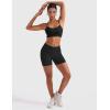 imageYEOREO Womens Workout Y Back Strappy Sports Bras Padded V Neck Medium Impact Racerback Spaghetti Straps Bra Gym Yoga TopBlack