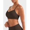 imageYEOREO Womens Workout Y Back Strappy Sports Bras Padded V Neck Medium Impact Racerback Spaghetti Straps Bra Gym Yoga TopCocoa