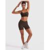 imageYEOREO Womens Workout Y Back Strappy Sports Bras Padded V Neck Medium Impact Racerback Spaghetti Straps Bra Gym Yoga TopCocoa