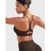 imageYEOREO Womens Workout Y Back Strappy Sports Bras Padded V Neck Medium Impact Racerback Spaghetti Straps Bra Gym Yoga TopCocoa