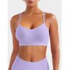 imageYEOREO Womens Workout Y Back Strappy Sports Bras Padded V Neck Medium Impact Racerback Spaghetti Straps Bra Gym Yoga TopLight Purple