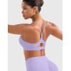 imageYEOREO Womens Workout Y Back Strappy Sports Bras Padded V Neck Medium Impact Racerback Spaghetti Straps Bra Gym Yoga TopLight Purple