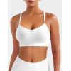 imageYEOREO Womens Workout Y Back Strappy Sports Bras Padded V Neck Medium Impact Racerback Spaghetti Straps Bra Gym Yoga TopWhite