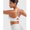 imageYEOREO Womens Workout Y Back Strappy Sports Bras Padded V Neck Medium Impact Racerback Spaghetti Straps Bra Gym Yoga TopWhite