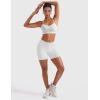imageYEOREO Womens Workout Y Back Strappy Sports Bras Padded V Neck Medium Impact Racerback Spaghetti Straps Bra Gym Yoga TopWhite