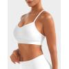 imageYEOREO Womens Workout Y Back Strappy Sports Bras Padded V Neck Medium Impact Racerback Spaghetti Straps Bra Gym Yoga TopWhite