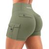 imageYEOREO CoreFlex Women Workout Gym Shorts with Cargo Pockets Hidden Scrunch 36quot 45quot Inseam No Front Seam Biker ShortsArmy Green