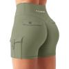 imageYEOREO CoreFlex Women Workout Gym Shorts with Cargo Pockets Hidden Scrunch 36quot 45quot Inseam No Front Seam Biker ShortsArmy Green