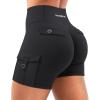 imageYEOREO CoreFlex Women Workout Gym Shorts with Cargo Pockets Hidden Scrunch 36quot 45quot Inseam No Front Seam Biker ShortsBlack