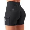 imageYEOREO CoreFlex Women Workout Gym Shorts with Cargo Pockets Hidden Scrunch 36quot 45quot Inseam No Front Seam Biker ShortsBlack