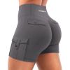 imageYEOREO CoreFlex Women Workout Gym Shorts with Cargo Pockets Hidden Scrunch 36quot 45quot Inseam No Front Seam Biker ShortsDark Grey