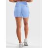 imageYEOREO CoreFlex Women Workout Gym Shorts with Cargo Pockets Hidden Scrunch 36quot 45quot Inseam No Front Seam Biker ShortsLight Blue
