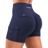imageYEOREO CoreFlex Women Workout Gym Shorts with Cargo Pockets Hidden Scrunch 36quot 45quot Inseam No Front Seam Biker ShortsNavy
