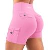 imageYEOREO CoreFlex Women Workout Gym Shorts with Cargo Pockets Hidden Scrunch 36quot 45quot Inseam No Front Seam Biker ShortsPink