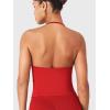 imageYEOREO SoftHue Impact Longline Strappy Top Womens Halter Workout Tank Tops Backless Gym Longline with Adjustable StrapChili Red