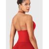 imageYEOREO SoftHue Impact Longline Strappy Top Womens Halter Workout Tank Tops Backless Gym Longline with Adjustable StrapChili Red