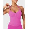imageYEOREO SoftHue Impact Longline Strappy Top Womens Halter Workout Tank Tops Backless Gym Longline with Adjustable StrapFlower Powder