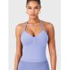 imageYEOREO SoftHue Impact Longline Strappy Top Womens Halter Workout Tank Tops Backless Gym Longline with Adjustable StrapIce Blue