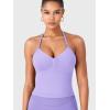 imageYEOREO SoftHue Impact Longline Strappy Top Womens Halter Workout Tank Tops Backless Gym Longline with Adjustable StrapLight Purple