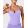 imageYEOREO SoftHue Impact Longline Strappy Top Womens Halter Workout Tank Tops Backless Gym Longline with Adjustable StrapLight Purple