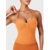 imageYEOREO SoftHue Impact Longline Strappy Top Womens Halter Workout Tank Tops Backless Gym Longline with Adjustable StrapTangerine