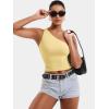 imageYEOREO Womens One Shoulder Tops Sleeveless Going Out Tank Top Fanciy Double Lined Cropped Tee Y2K Summer Shirts Slim FitCreamy Yellow