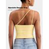 imageYEOREO Womens One Shoulder Tops Sleeveless Going Out Tank Top Fanciy Double Lined Cropped Tee Y2K Summer Shirts Slim FitCreamy Yellow