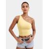 imageYEOREO Womens One Shoulder Tops Sleeveless Going Out Tank Top Fanciy Double Lined Cropped Tee Y2K Summer Shirts Slim FitCreamy Yellow