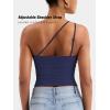 imageYEOREO Womens One Shoulder Tops Sleeveless Going Out Tank Top Fanciy Double Lined Cropped Tee Y2K Summer Shirts Slim FitDeep Blue
