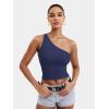 imageYEOREO Womens One Shoulder Tops Sleeveless Going Out Tank Top Fanciy Double Lined Cropped Tee Y2K Summer Shirts Slim FitDeep Blue