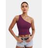 imageYEOREO Womens One Shoulder Tops Sleeveless Going Out Tank Top Fanciy Double Lined Cropped Tee Y2K Summer Shirts Slim FitDeep Raspberry
