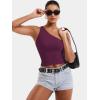 imageYEOREO Womens One Shoulder Tops Sleeveless Going Out Tank Top Fanciy Double Lined Cropped Tee Y2K Summer Shirts Slim FitDeep Raspberry