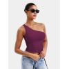 imageYEOREO Womens One Shoulder Tops Sleeveless Going Out Tank Top Fanciy Double Lined Cropped Tee Y2K Summer Shirts Slim FitDeep Raspberry