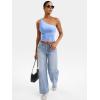 imageYEOREO Womens One Shoulder Tops Sleeveless Going Out Tank Top Fanciy Double Lined Cropped Tee Y2K Summer Shirts Slim FitLight Blue