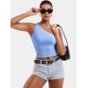 imageYEOREO Womens One Shoulder Tops Sleeveless Going Out Tank Top Fanciy Double Lined Cropped Tee Y2K Summer Shirts Slim FitLight Blue
