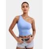 imageYEOREO Womens One Shoulder Tops Sleeveless Going Out Tank Top Fanciy Double Lined Cropped Tee Y2K Summer Shirts Slim FitLight Blue
