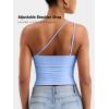 imageYEOREO Womens One Shoulder Tops Sleeveless Going Out Tank Top Fanciy Double Lined Cropped Tee Y2K Summer Shirts Slim FitLight Blue