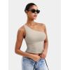 imageYEOREO Womens One Shoulder Tops Sleeveless Going Out Tank Top Fanciy Double Lined Cropped Tee Y2K Summer Shirts Slim FitLight Khaki