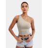 imageYEOREO Womens One Shoulder Tops Sleeveless Going Out Tank Top Fanciy Double Lined Cropped Tee Y2K Summer Shirts Slim FitLight Khaki